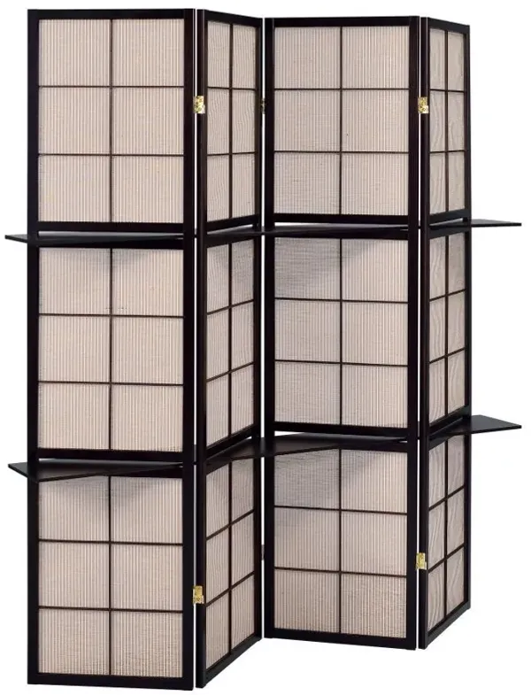 Iggy - 4-Panel Room Divider Folding Shoji Screen - Cappuccino