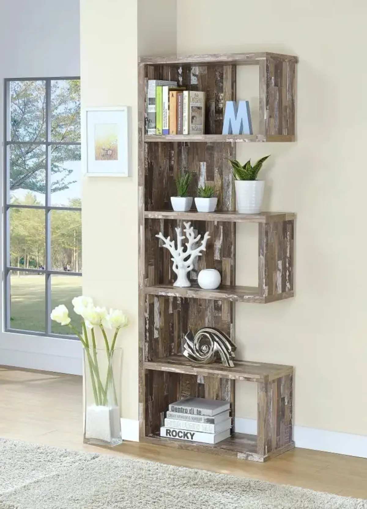 Joey - 5-tier Alternating Boxes Design Bookcase