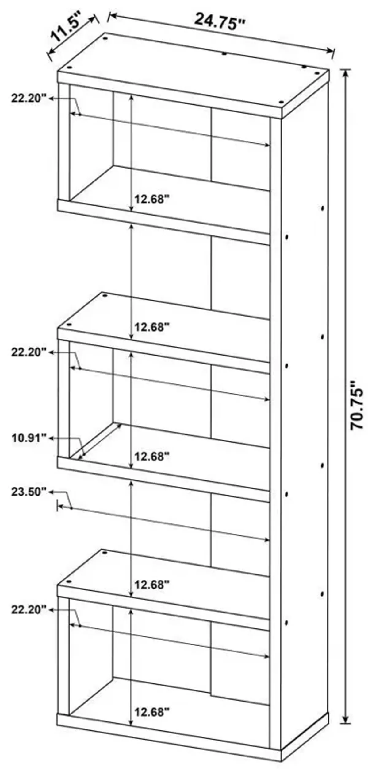 Joey - 5-tier Alternating Boxes Design Bookcase