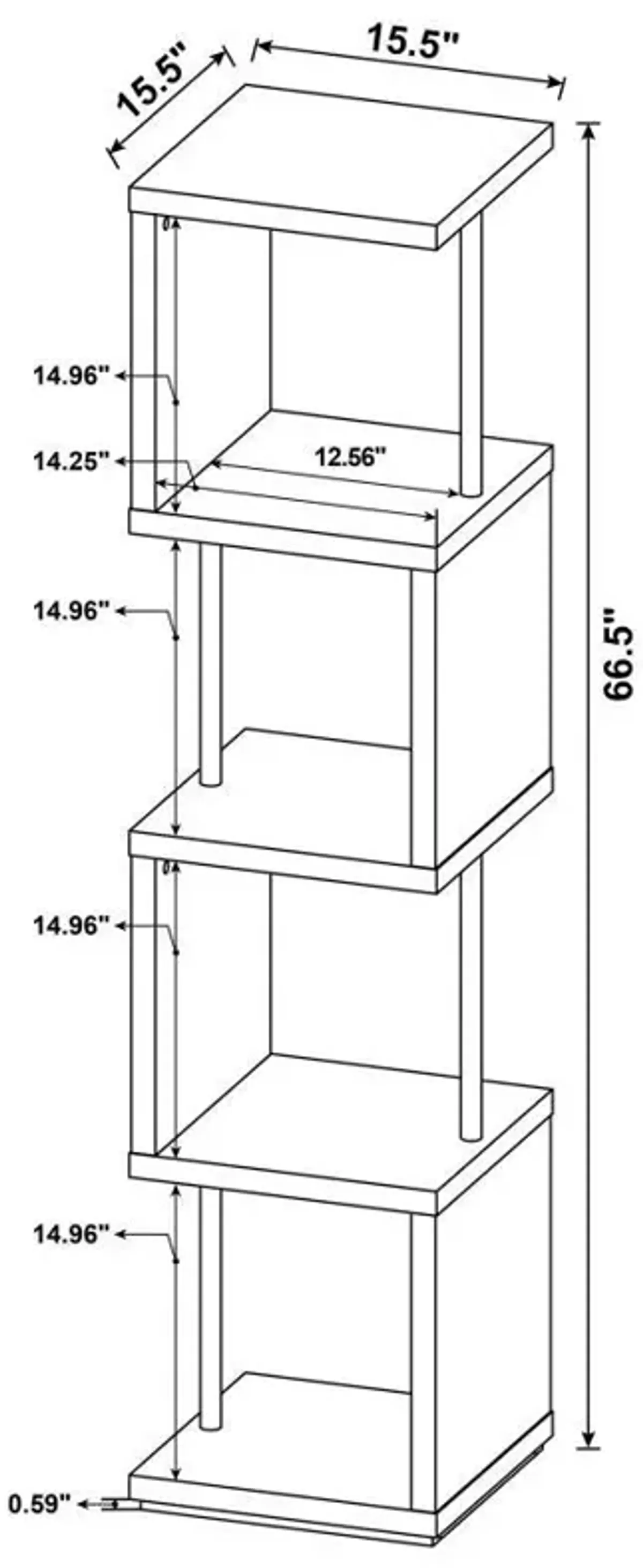 Baxter - 4-shelf Bookcase