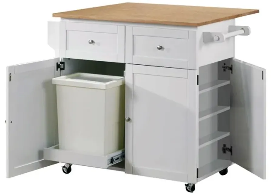 Jalen - 3-Door Kitchen Cart With Casters - Natural Brown And White