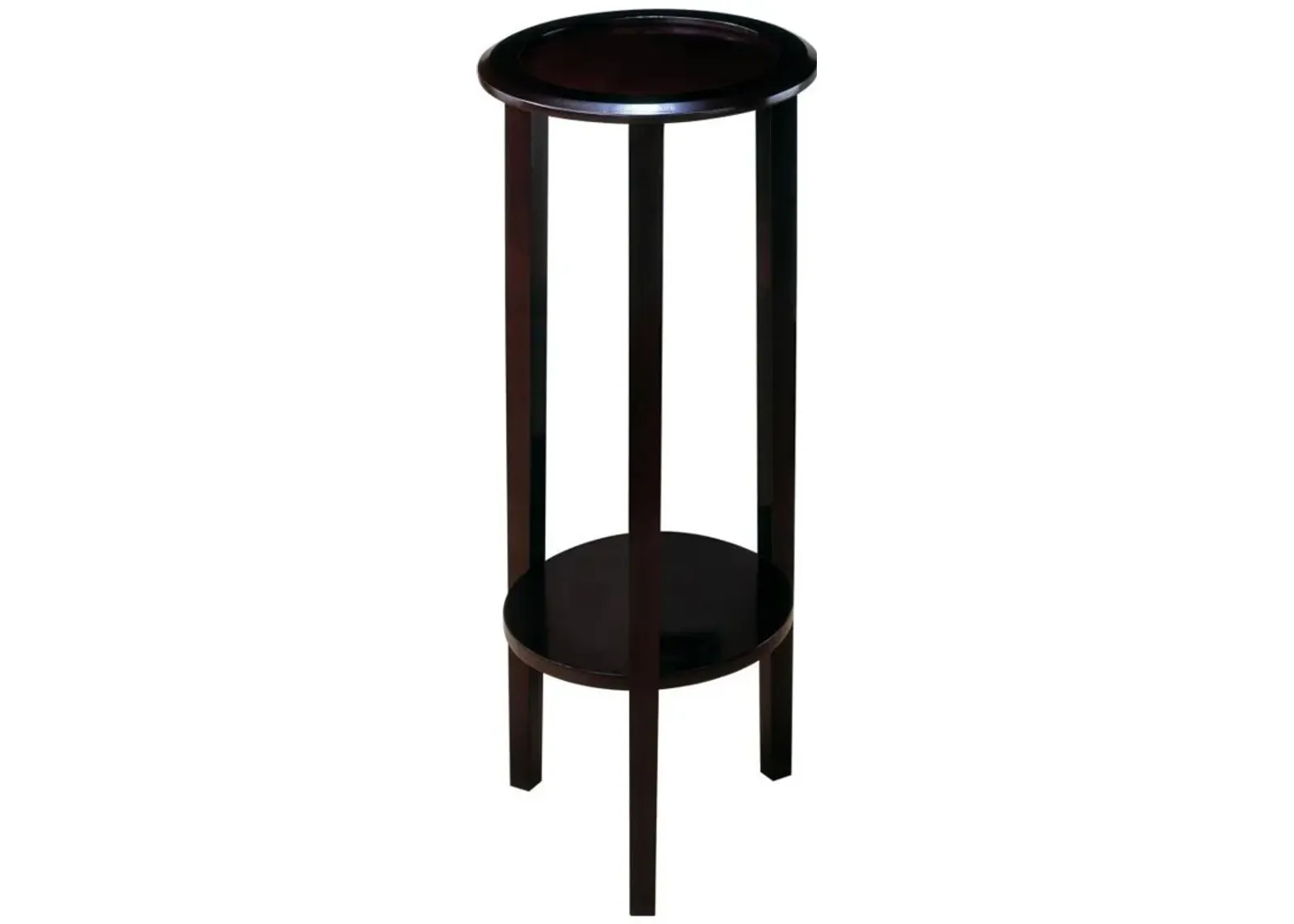 Kirk - 1-Shelf Round Wood Plant Stand Side Table - Espresso