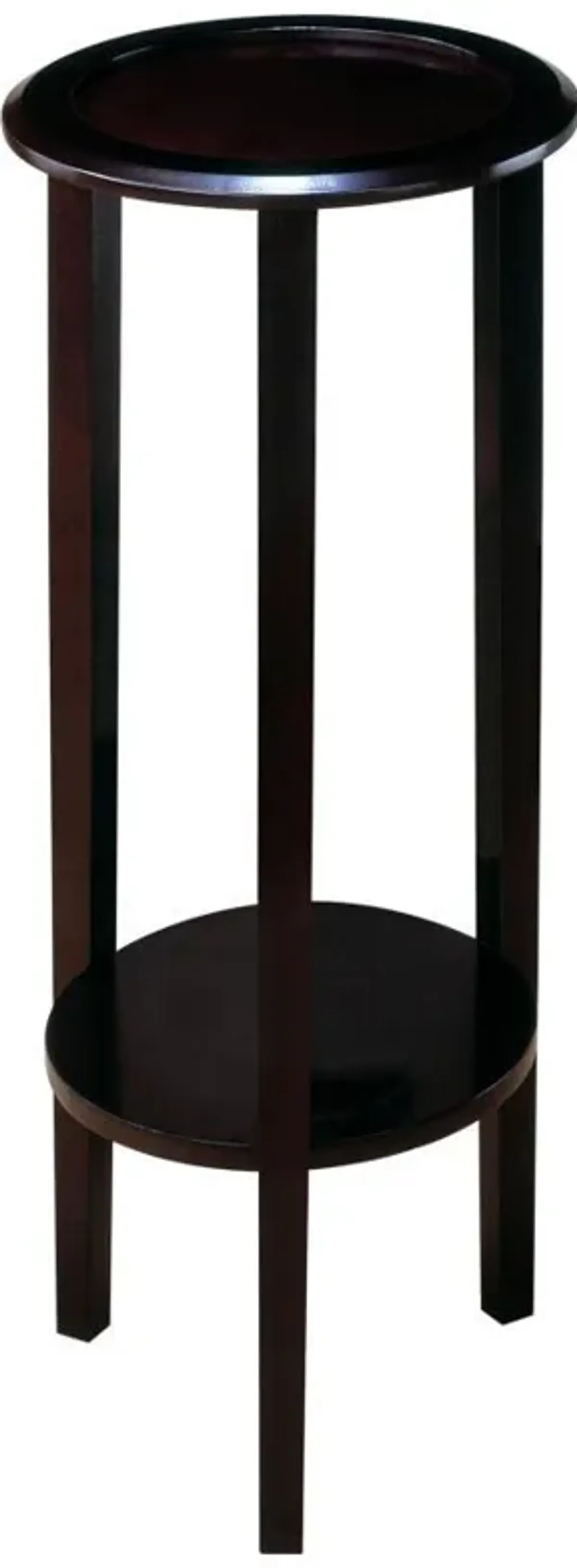 Kirk - 1-Shelf Round Wood Plant Stand Side Table - Espresso