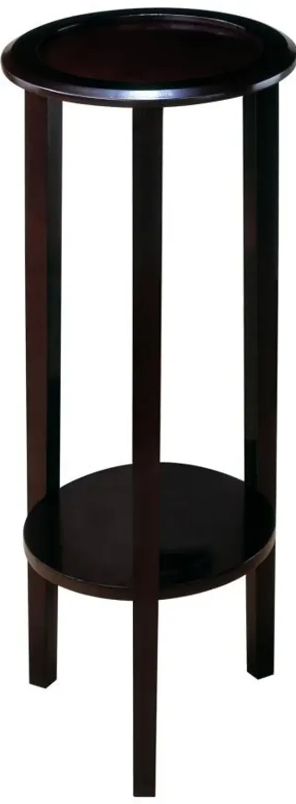 Kirk - 1-Shelf Round Wood Plant Stand Side Table - Espresso