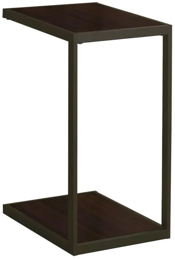 Jose - C-Shaped Sofa Side Table - Cappuccino High Gloss