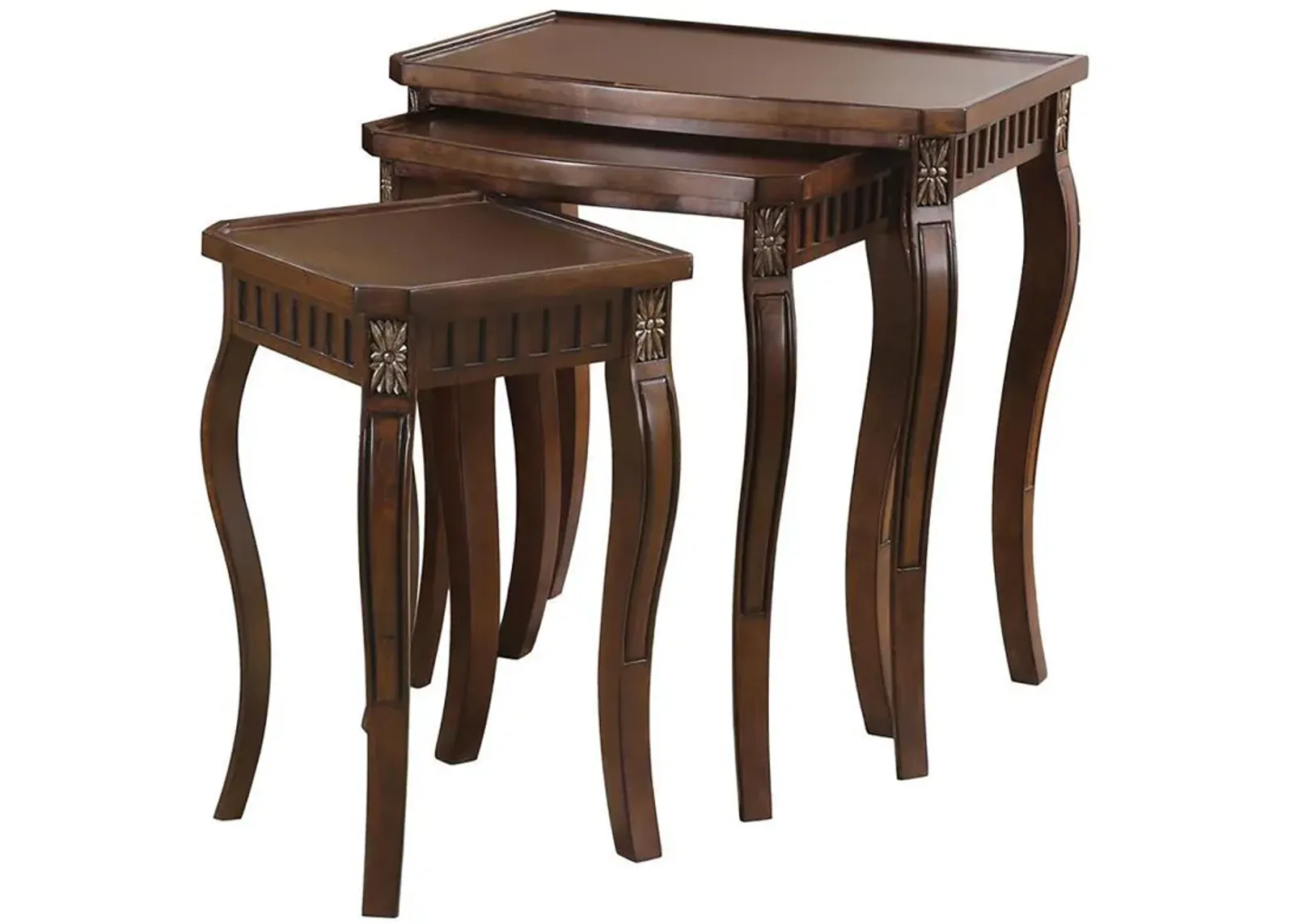 Daphne - 3 Piece Rectangular Wood Nesting Table Set - Warm Brown