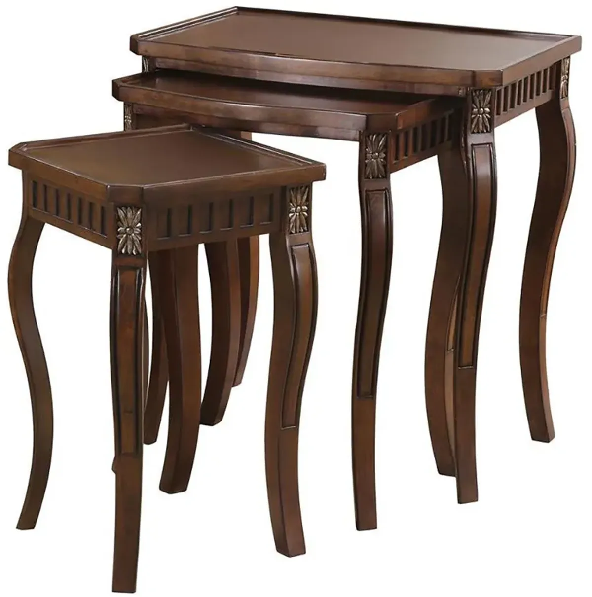 Daphne - 3 Piece Curved Leg Nesting Tables WArm - Brown