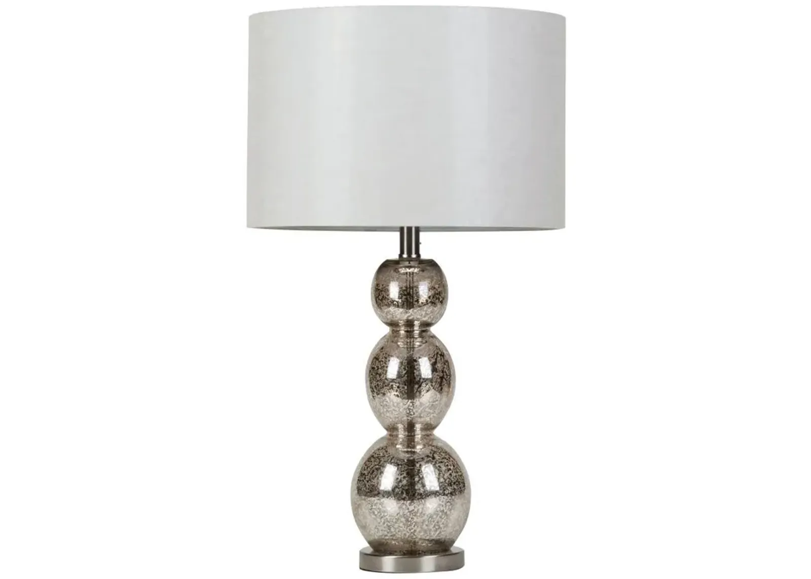 Mineta - Drum Shade Stacked Table Lamp -  Antique Silver