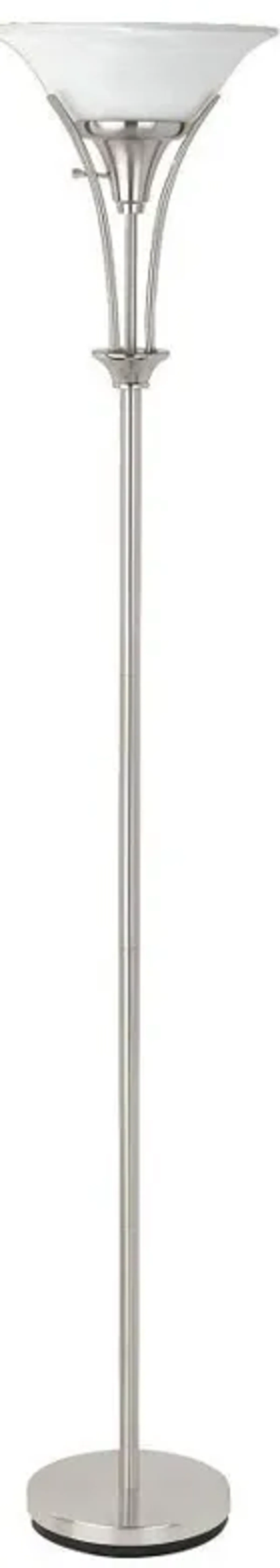 Archie - Frosted Torchiere Floor Lamp - Brushed Steel