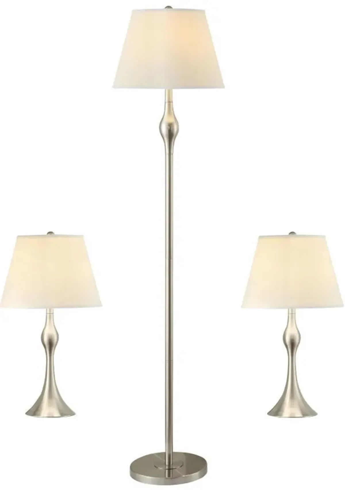 Griffin - 3 Piece Floor And Table Lamp Set Brushed Nickel - Brush Nickel