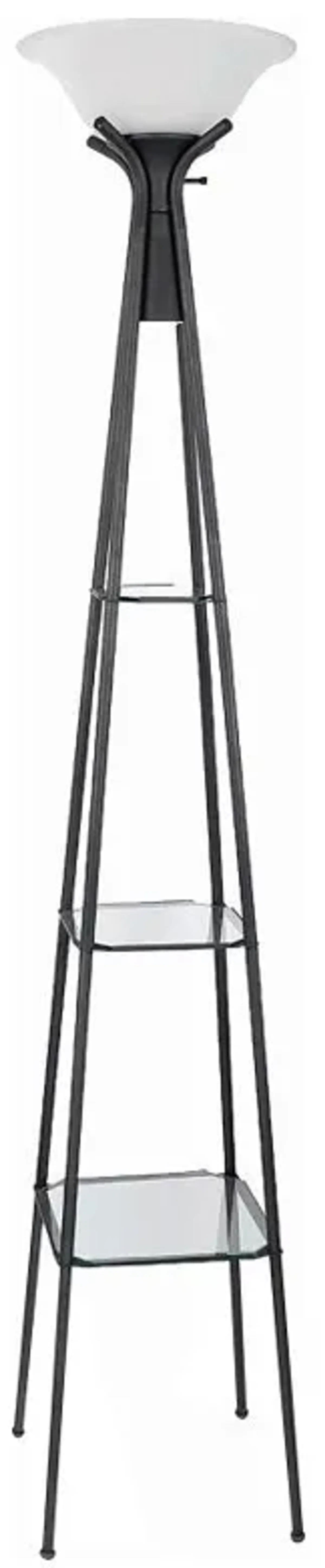 Gianni - 3-Shelf Frosted Torchiere Floor Lamp - Black