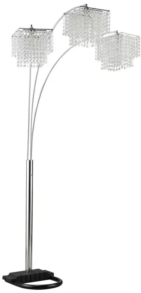 Miriam - Hanging Crystal Arc Floor Lamp - Chrome