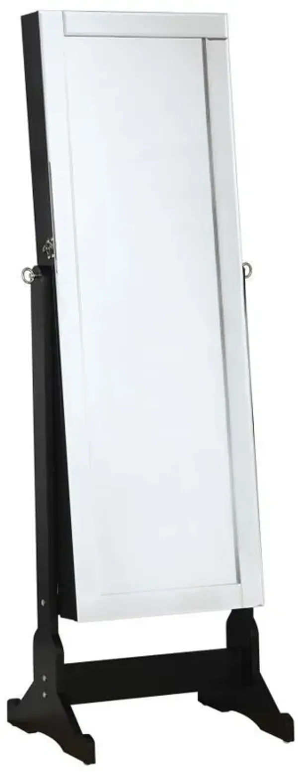 Cortez - Cheval Mirror With Jewelry Storage - Black
