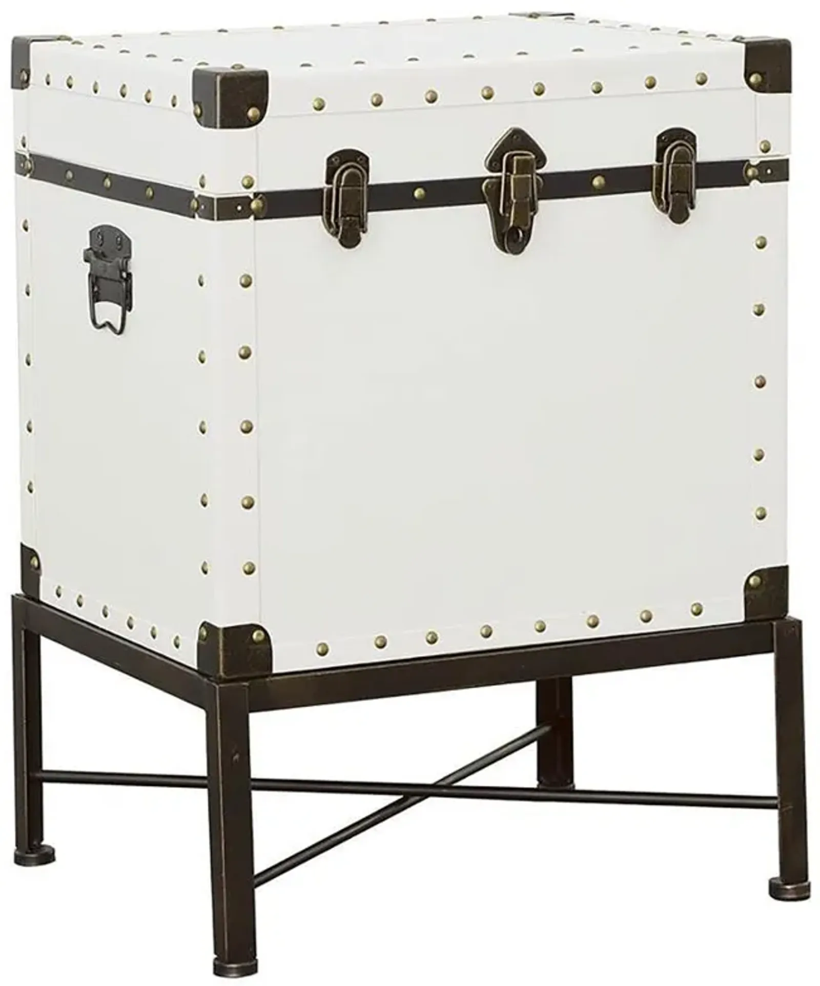 Nancy - Upholstered Vintage Side Table Storage Trunk - White