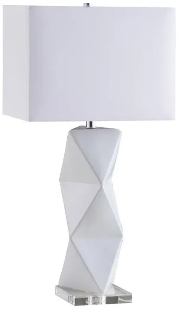 Camie - Rectangular Shade Geometric Table Lamp - White