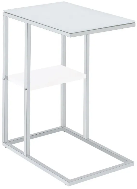 Daisy - 1-Shelf Accent Table - Chrome And White