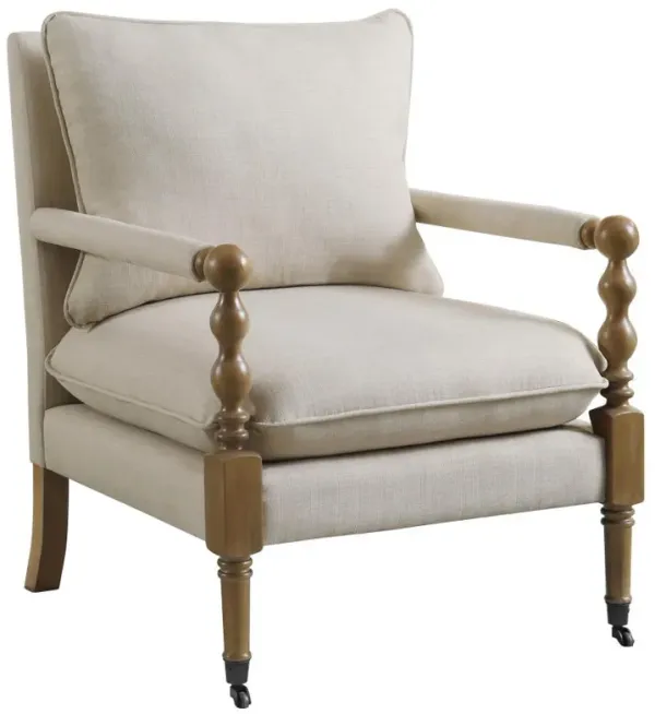 Dempsy - Upholstered Accent Chair With Casters - Beige