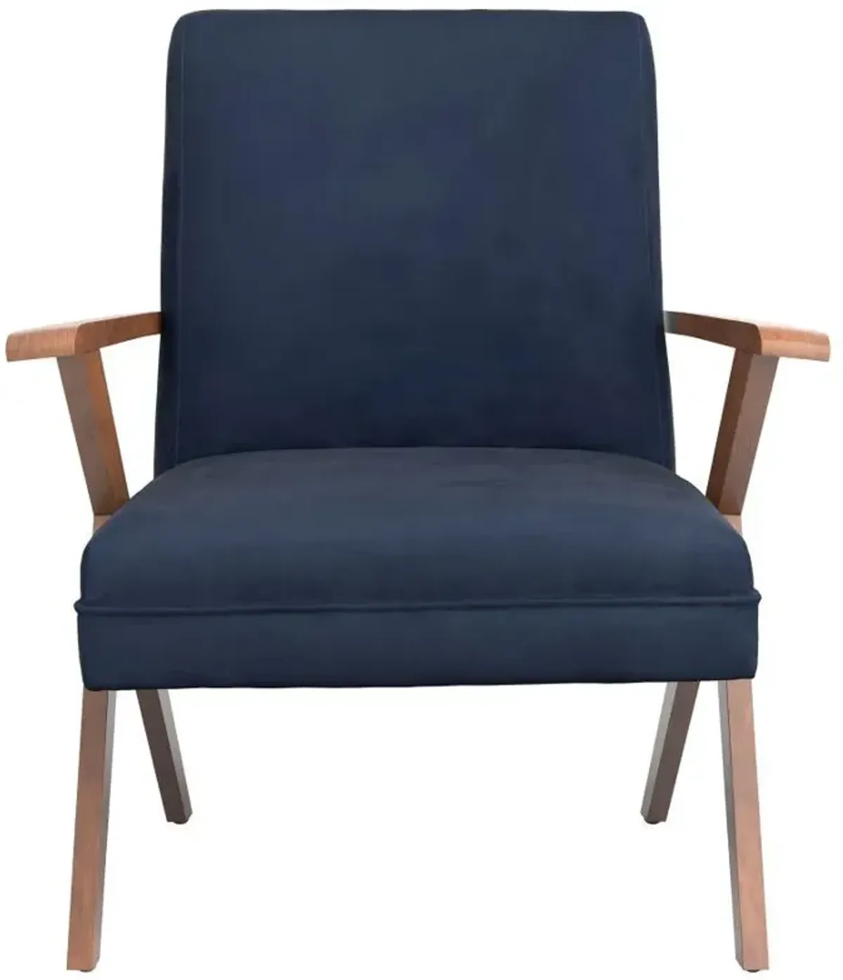 Cheryl - Upholstered Wood Arm Accent Chair - Dark Blue