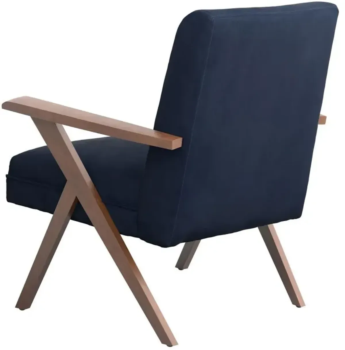 Cheryl - Upholstered Wood Arm Accent Chair - Dark Blue