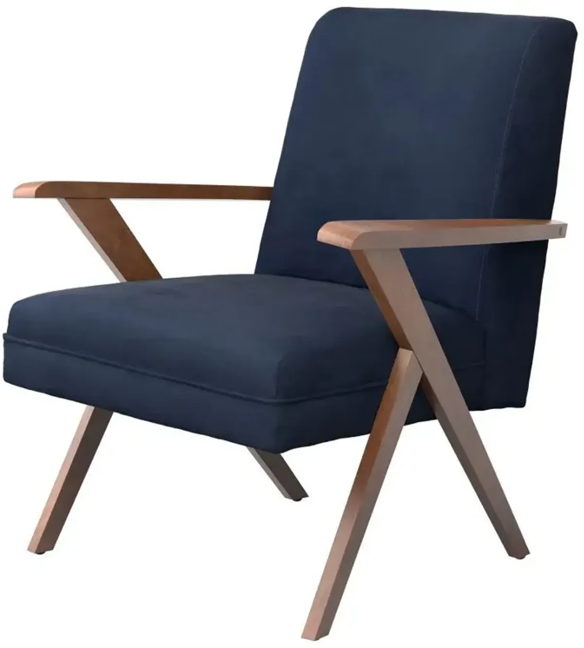 Cheryl - Upholstered Wood Arm Accent Chair - Dark Blue