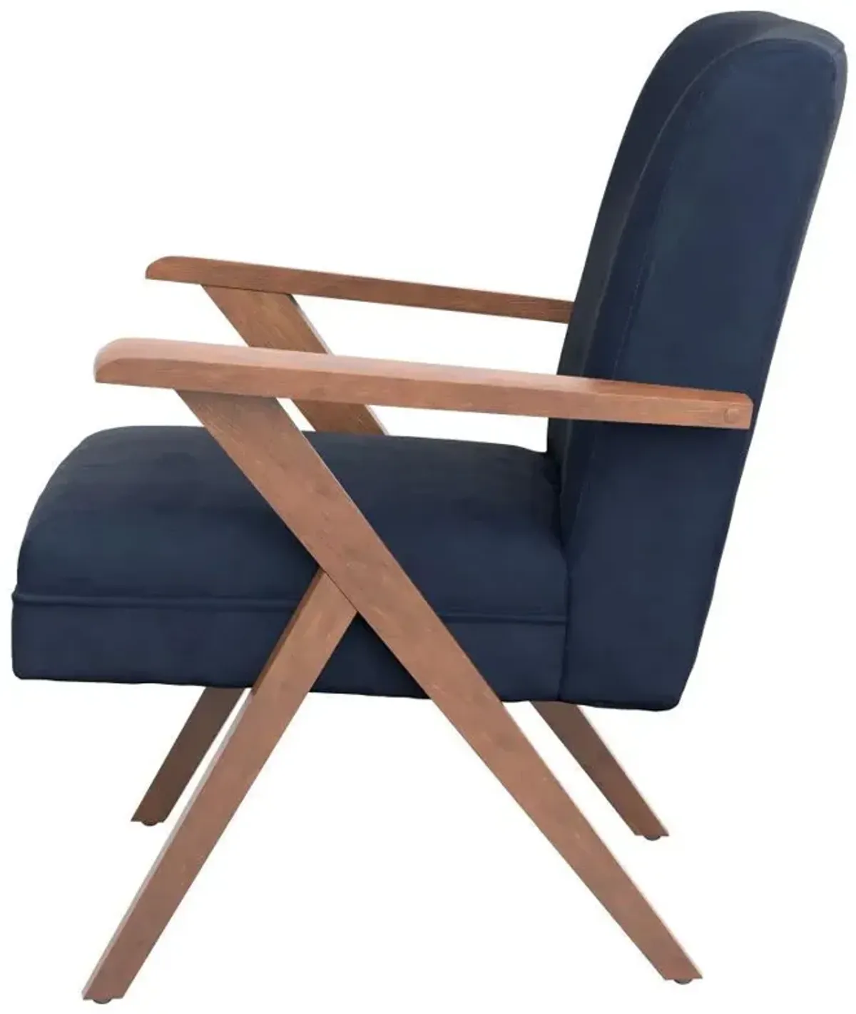 Cheryl - Upholstered Wood Arm Accent Chair - Dark Blue