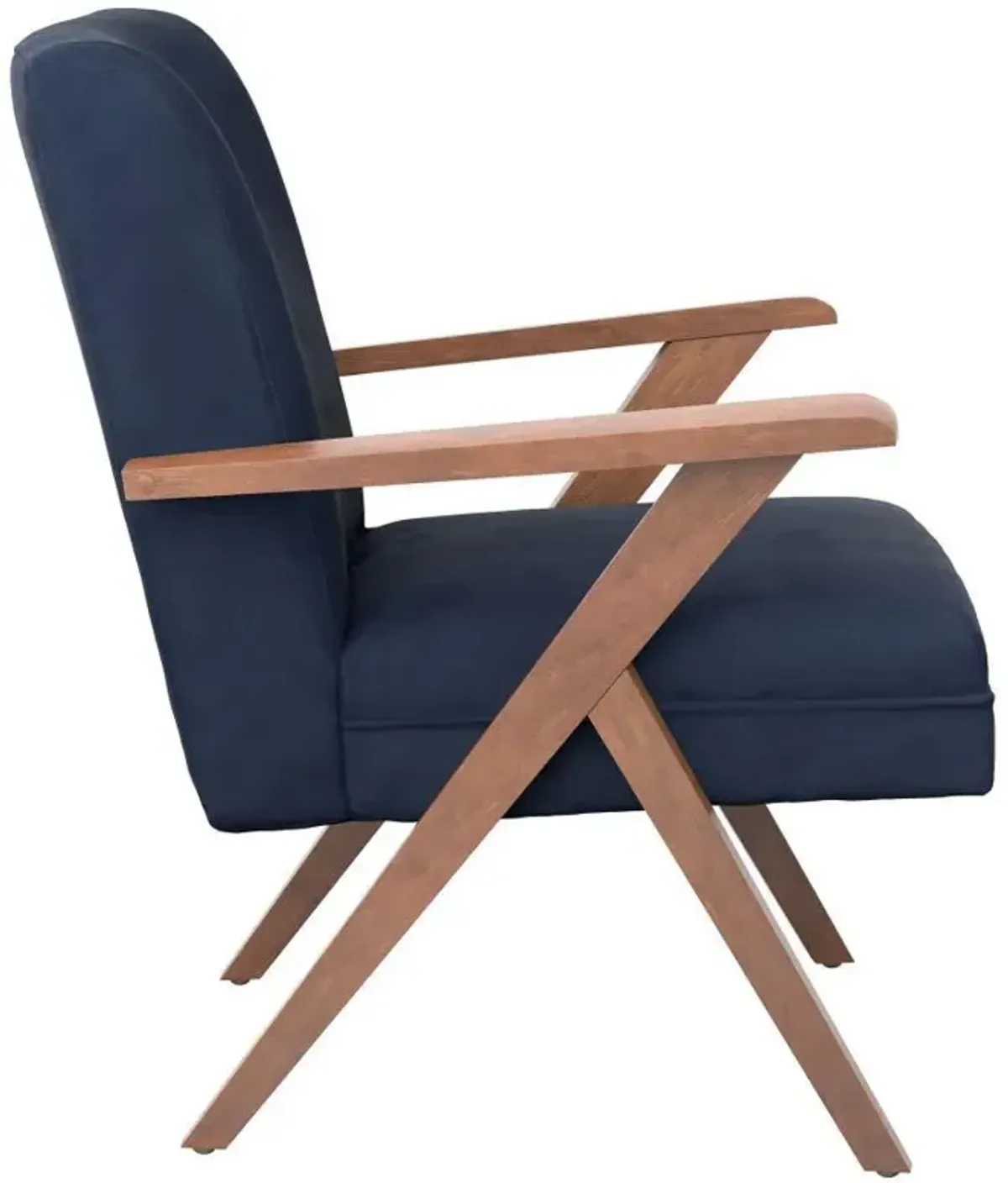 Cheryl - Upholstered Wood Arm Accent Chair - Dark Blue