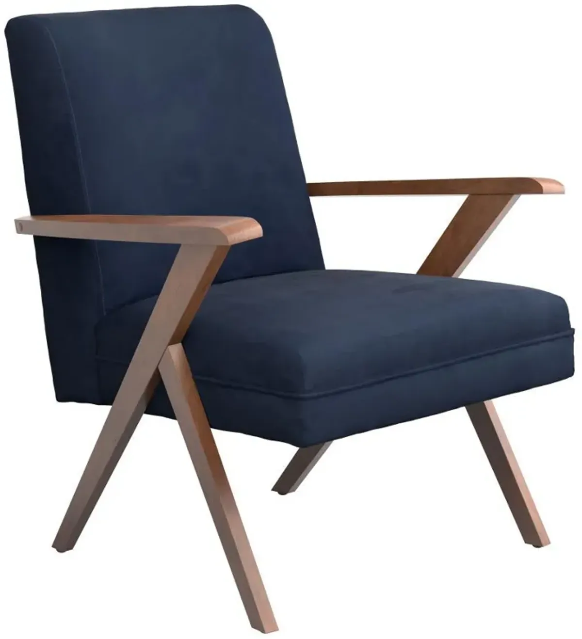 Cheryl - Upholstered Wood Arm Accent Chair - Dark Blue