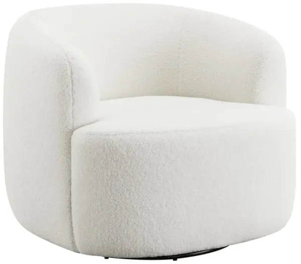 Hudson - Faux Sheepskin Upholstered Swivel Chair - Natural
