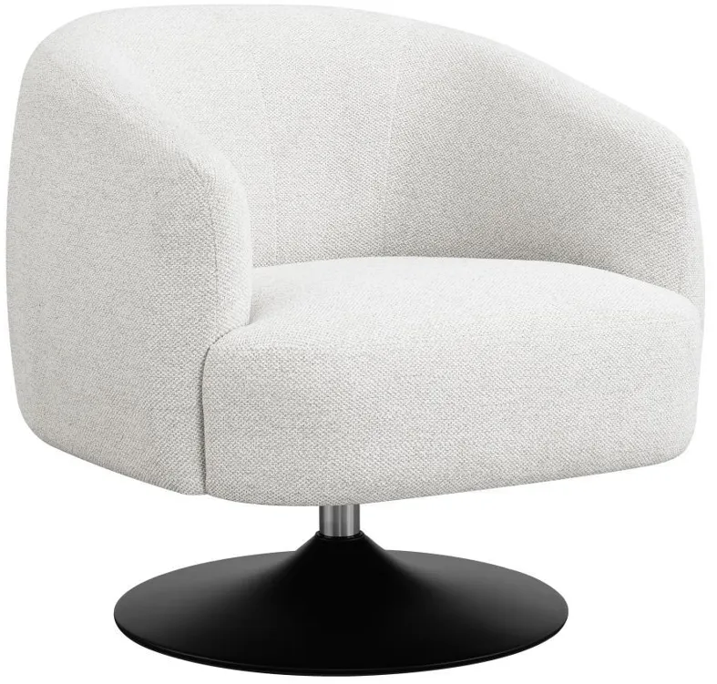 Dave - Upholstered Swivel Accent Chair - Beige And Matte Black