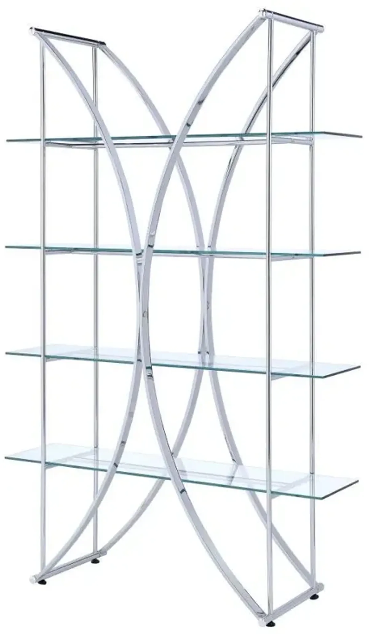 Larson - 4-Shelf Glass Bookshelf - Chrome