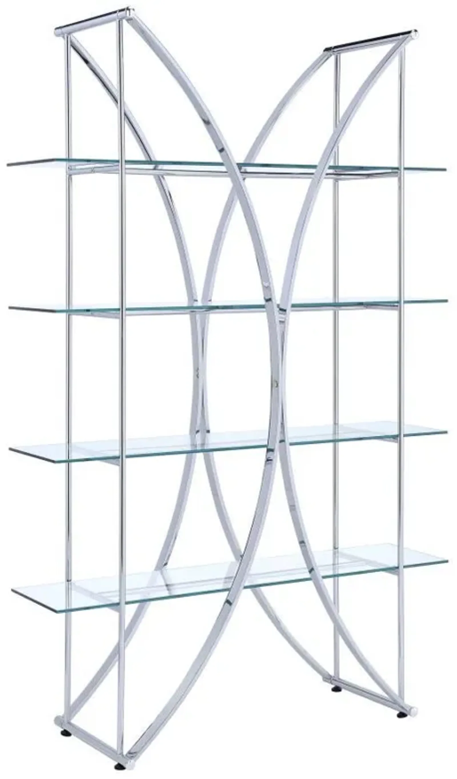 Larson - 4-Shelf Glass Bookshelf - Chrome