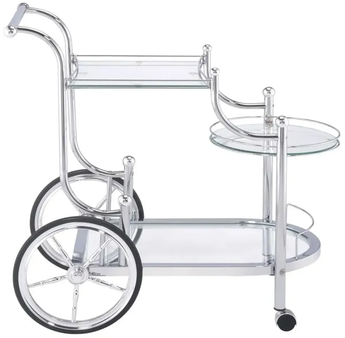 Sarandon - 3-Tier Glass Shelf Metal Bar Cart - Chrome