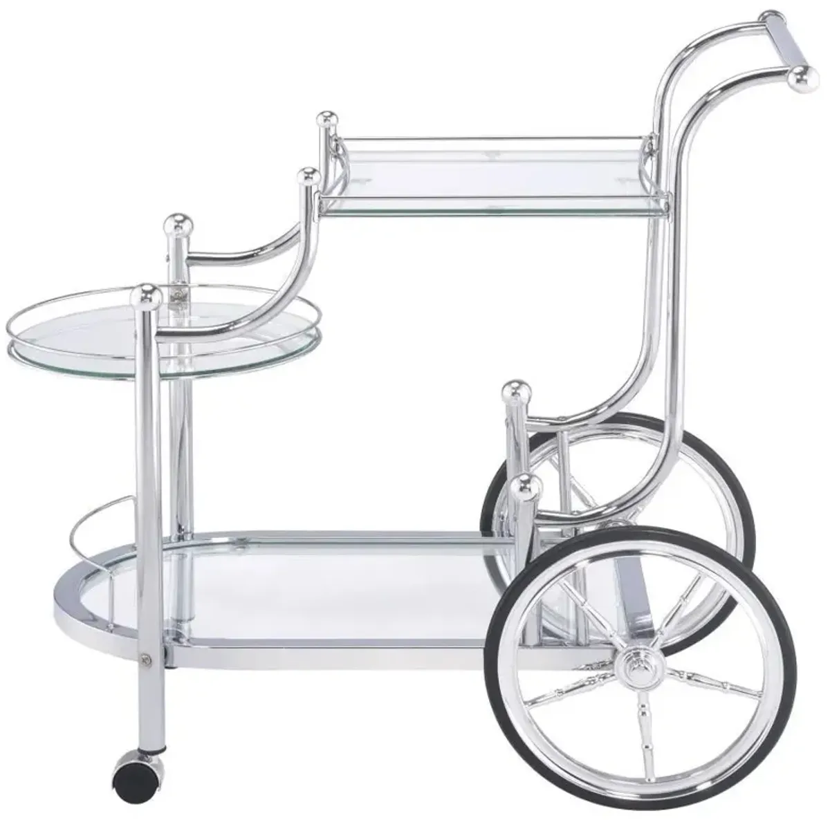 Sarandon - 3-Tier Glass Shelf Metal Bar Cart - Chrome