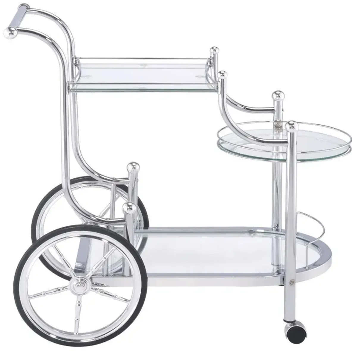 Sarandon - 3-Tier Glass Shelf Metal Bar Cart - Chrome