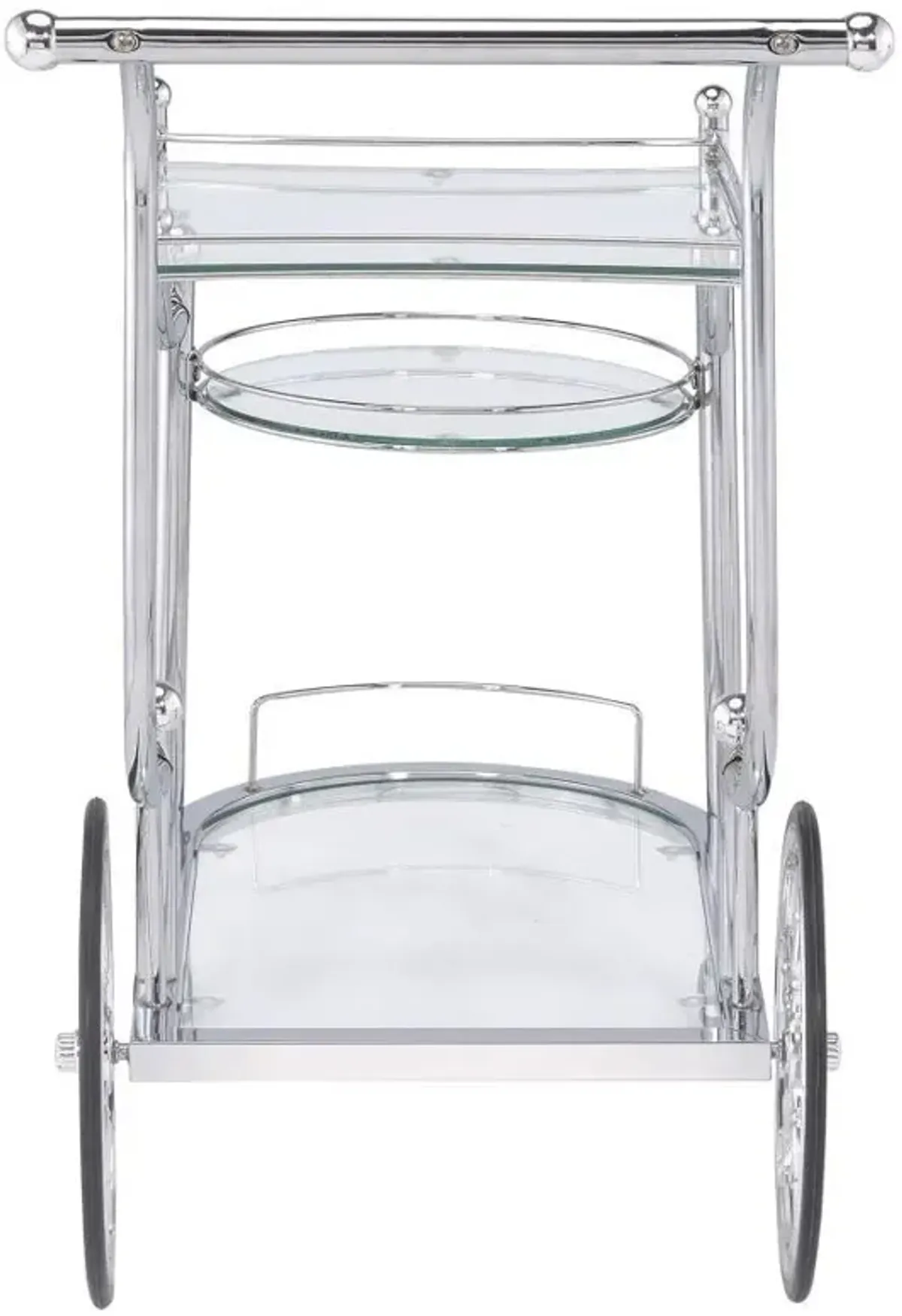 Sarandon - 3-Tier Glass Shelf Metal Bar Cart - Chrome