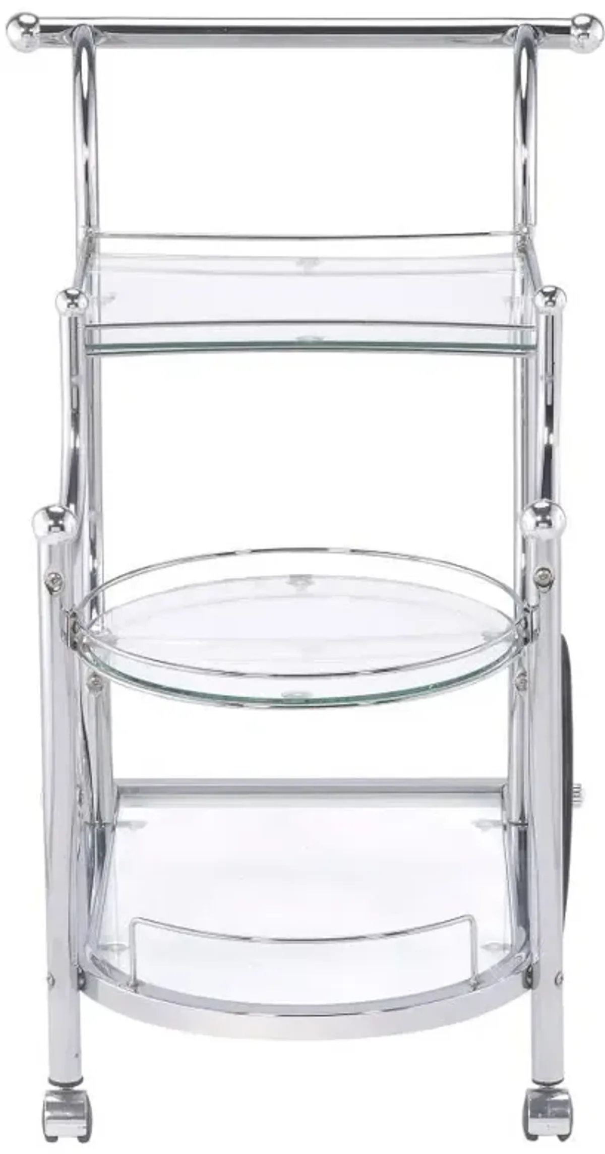 Sarandon - 3-Tier Glass Shelf Metal Bar Cart - Chrome