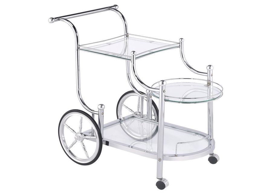 Sarandon - 3-Tier Serving Cart - Chrome And Clear