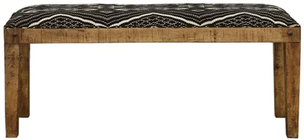 Lamont - Fabric Upholstered Accent Bench - Black And Natural