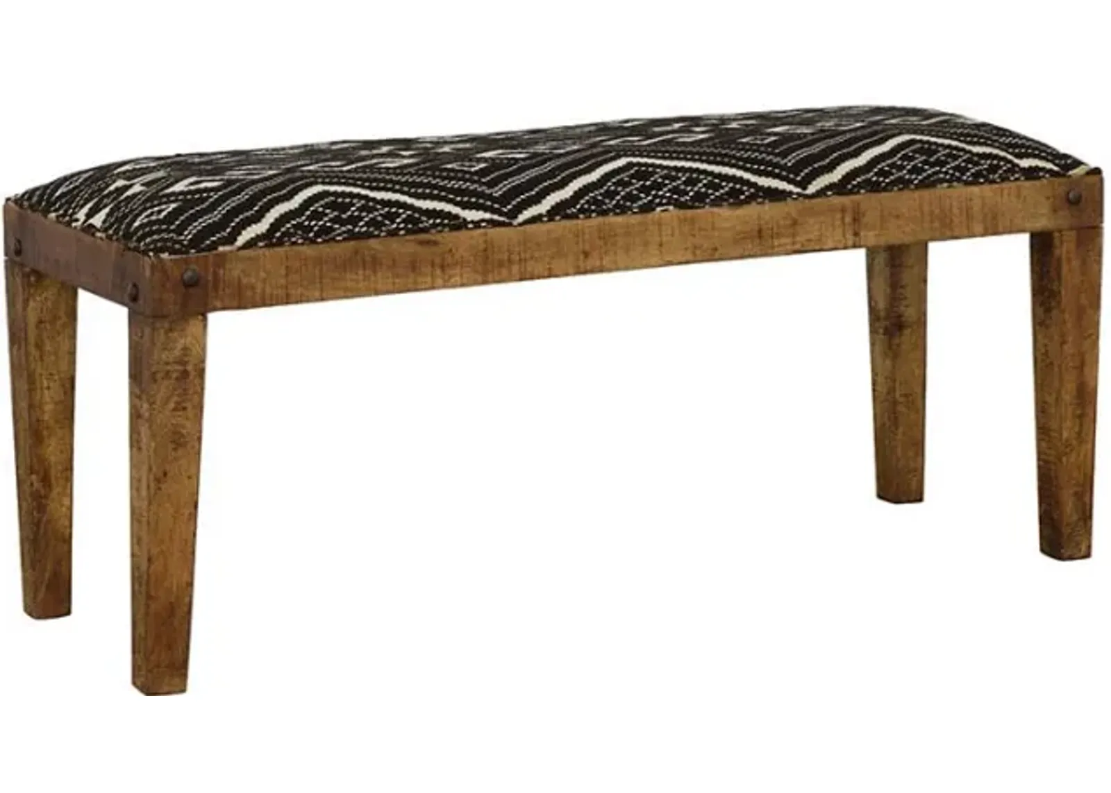 Lamont - Fabric Upholstered Accent Bench - Black And Natural