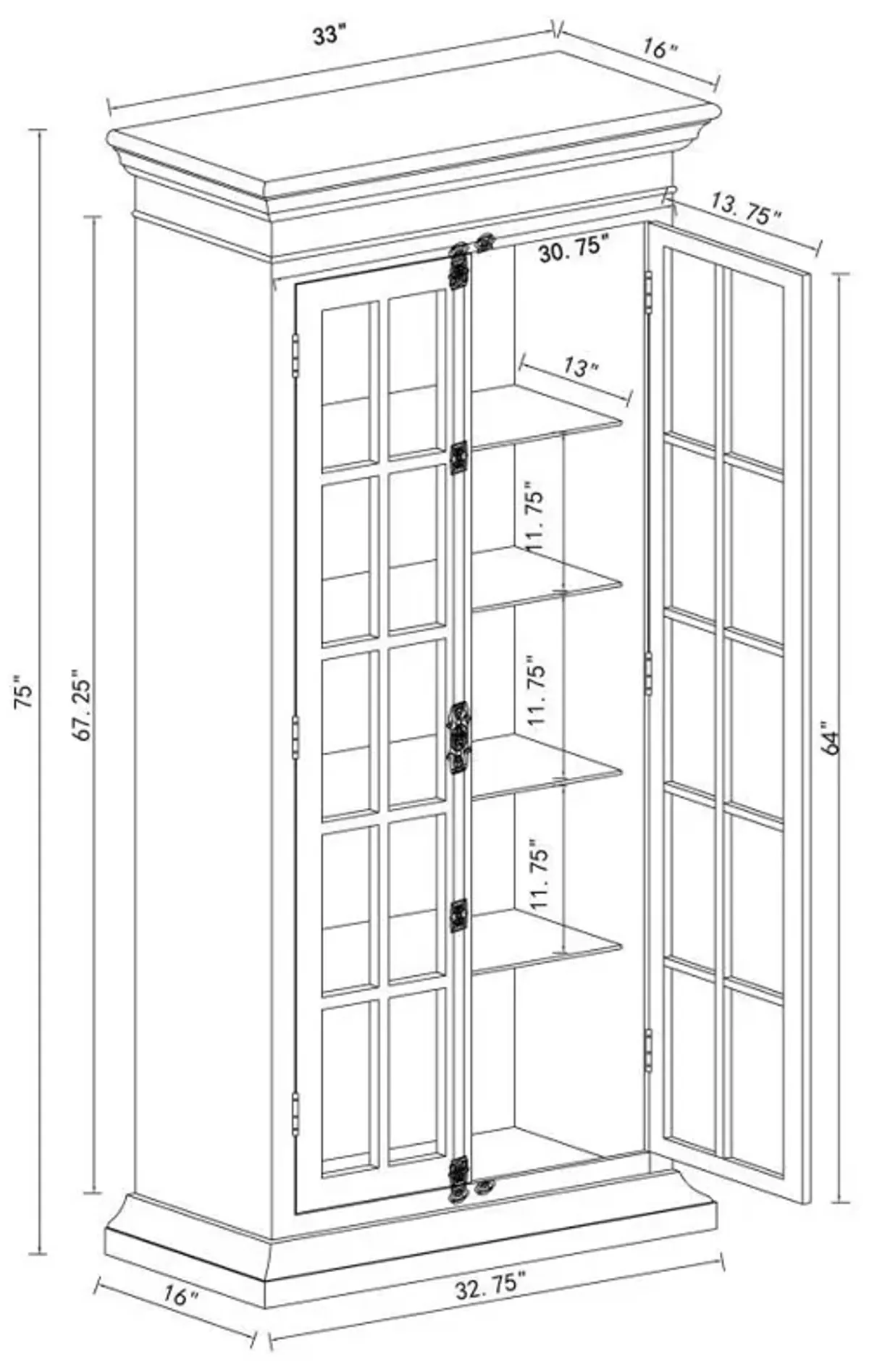 Toni - 2 Door Wood Tall Storage Cabinet - Distressed White