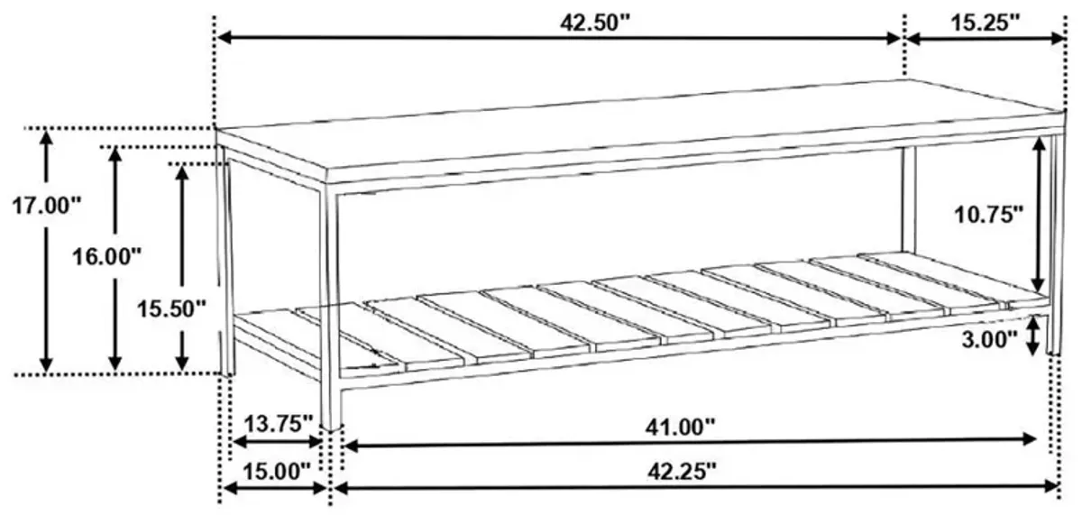 Gerbera - Wood Accent Bench With Shelf - Natural And Gunmetal