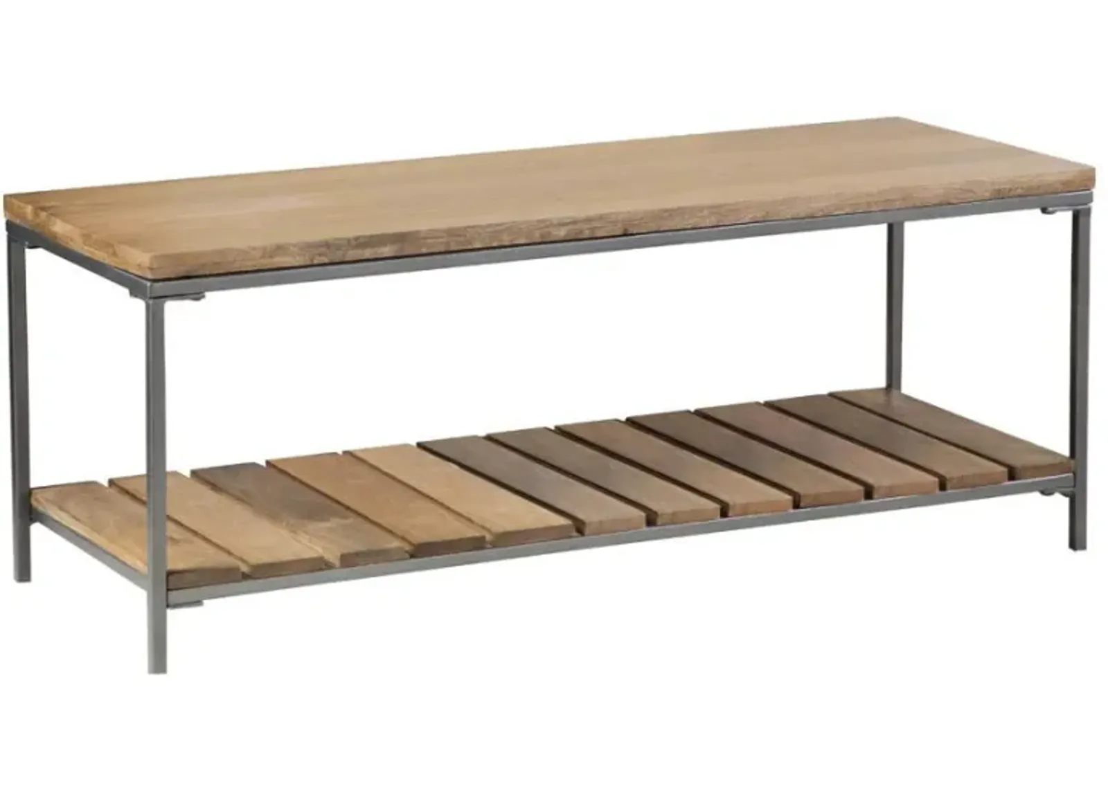 Gerbera - Wood Accent Bench With Shelf - Natural And Gunmetal