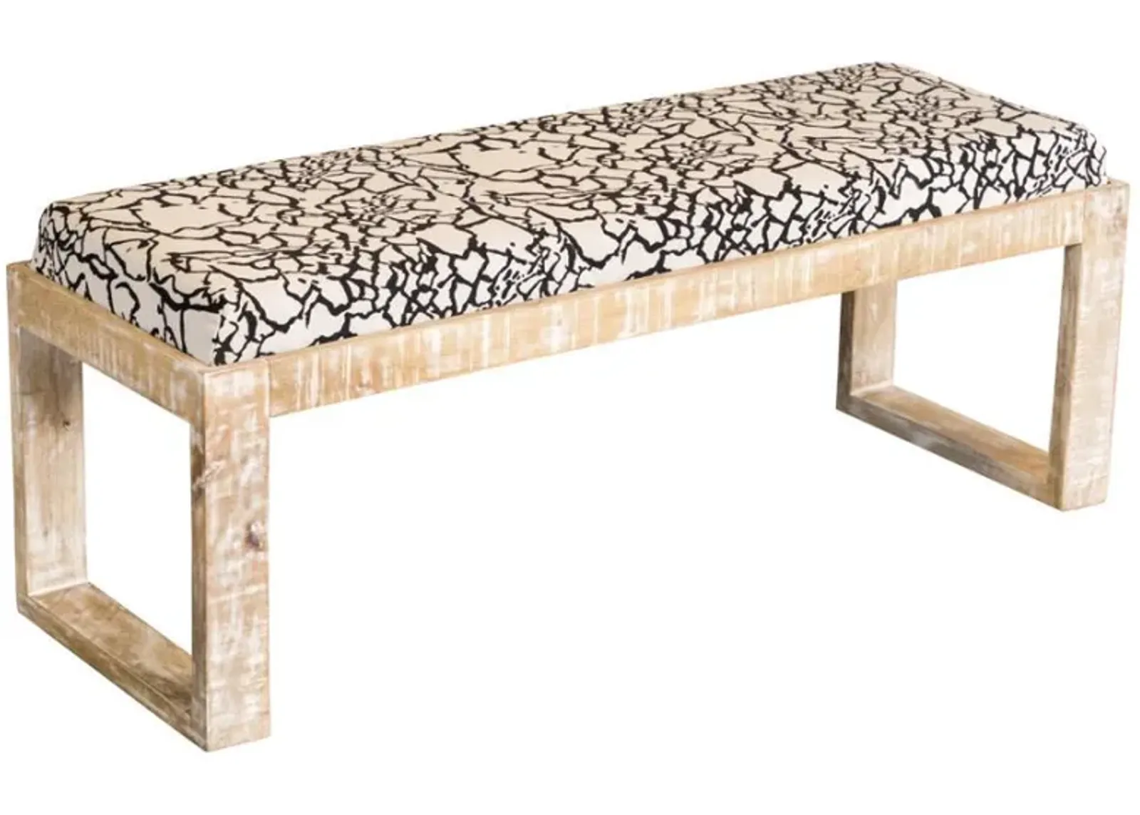 Aiden - Fabric Upholstered Accent Bench - Distressed White