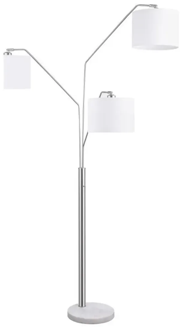 Jirou - Drum Shade Tree Floor Lamp - Satin Nickel