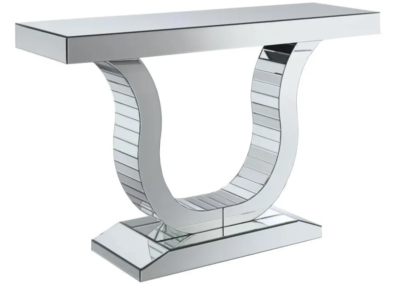 Saanvi - U-Shaped Mirrored Entryway Console Table - Silver