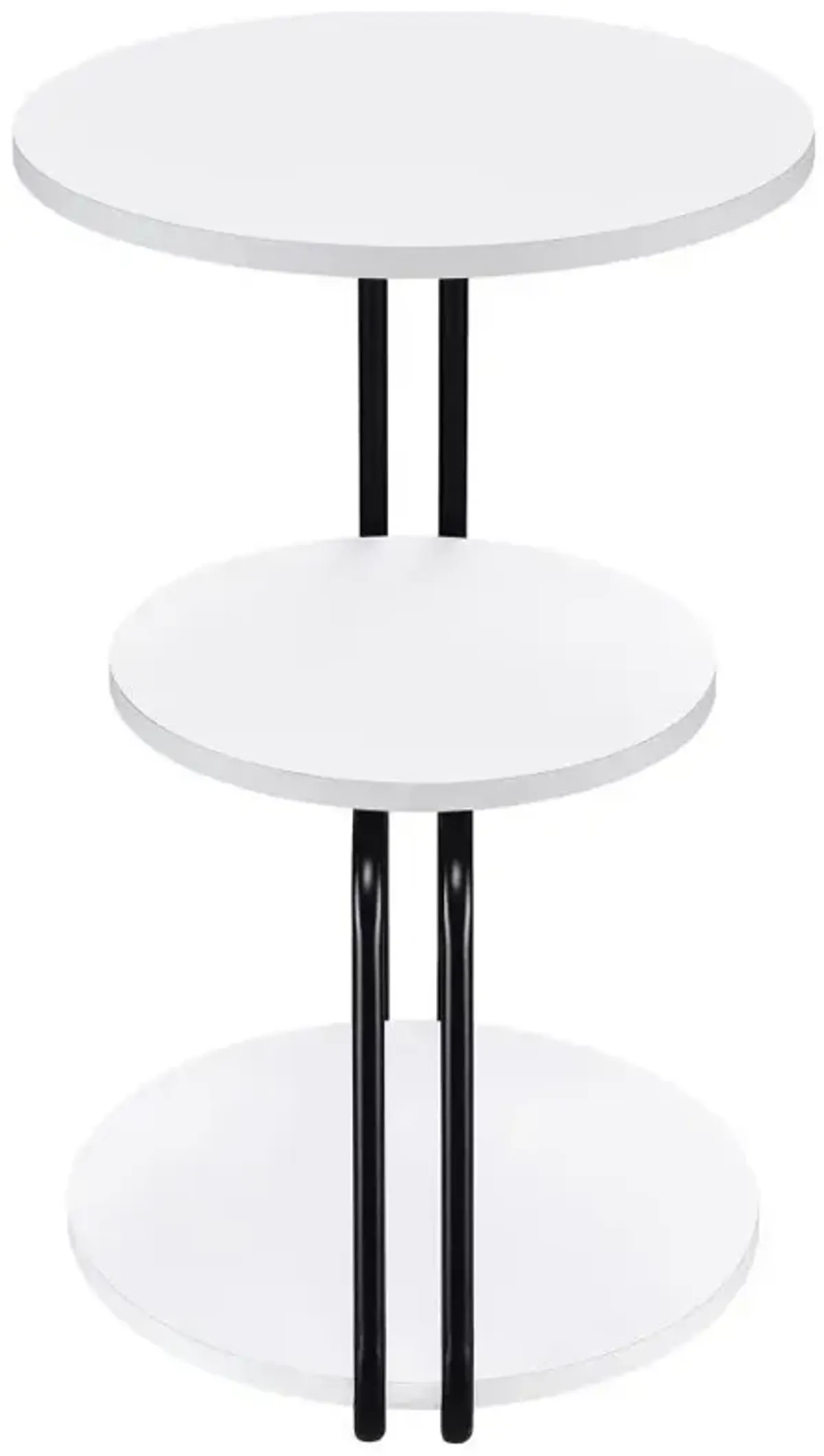Hilly - 3-Tier Round Accent Side Table - White And Black