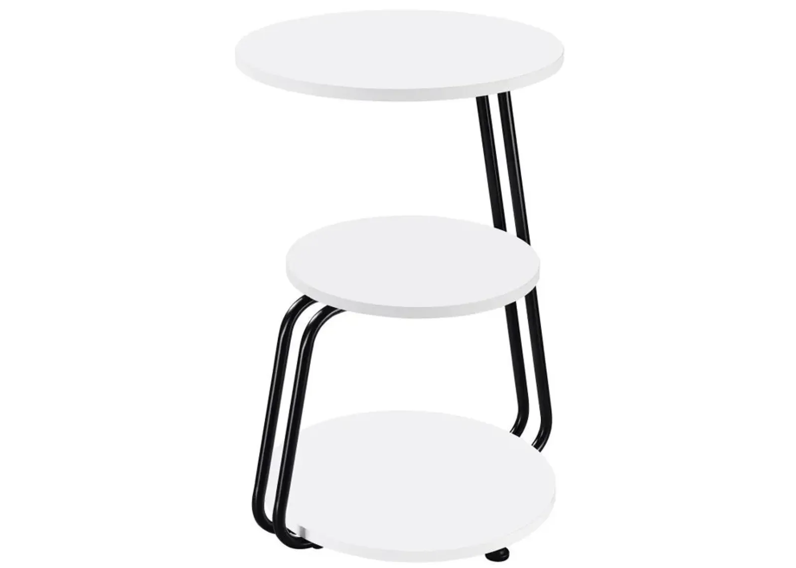 Hilly - 3-Tier Round Accent Side Table - White And Black