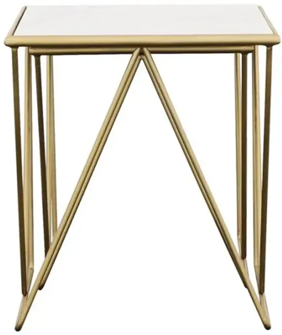 Bette - 2 Piece Marble Top Nesting Table Set - White And Gold