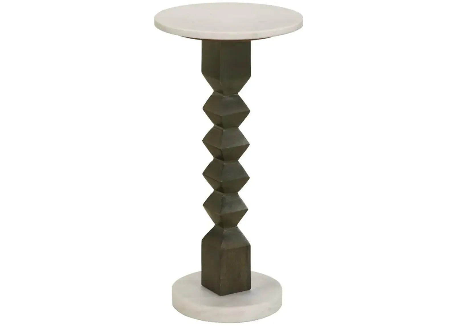 Colette - Round Marble Top Side Table - White And Dark Gray