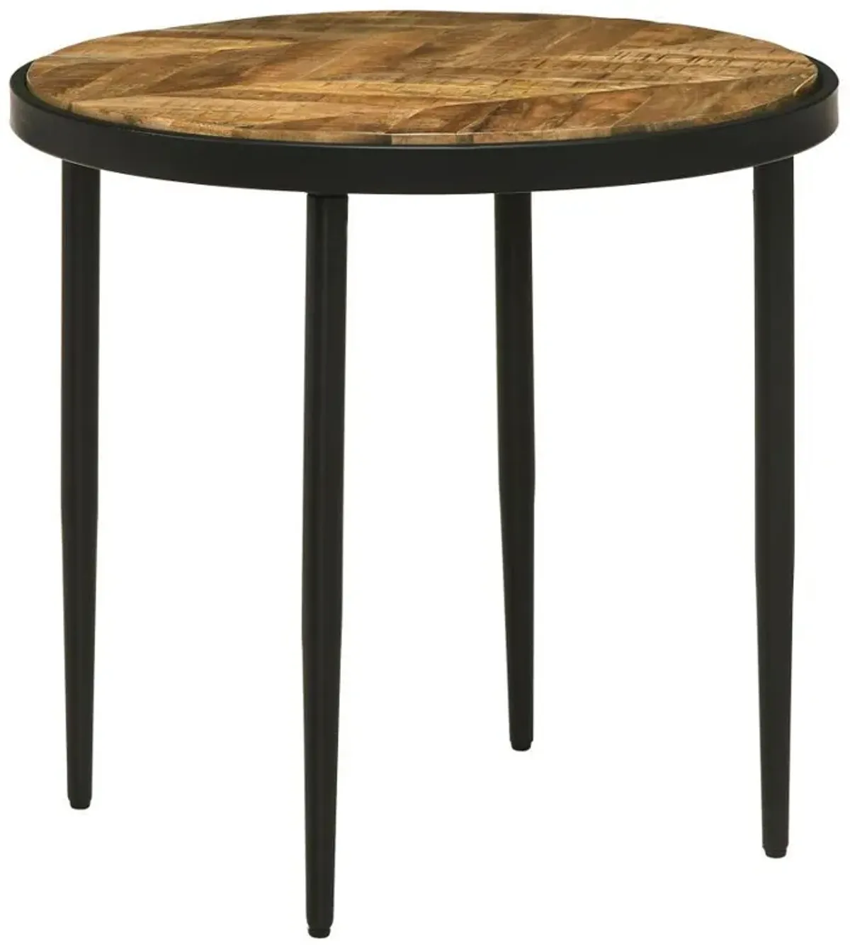 Hayden - Round Wood Top Side Table - Natural Mango And Black